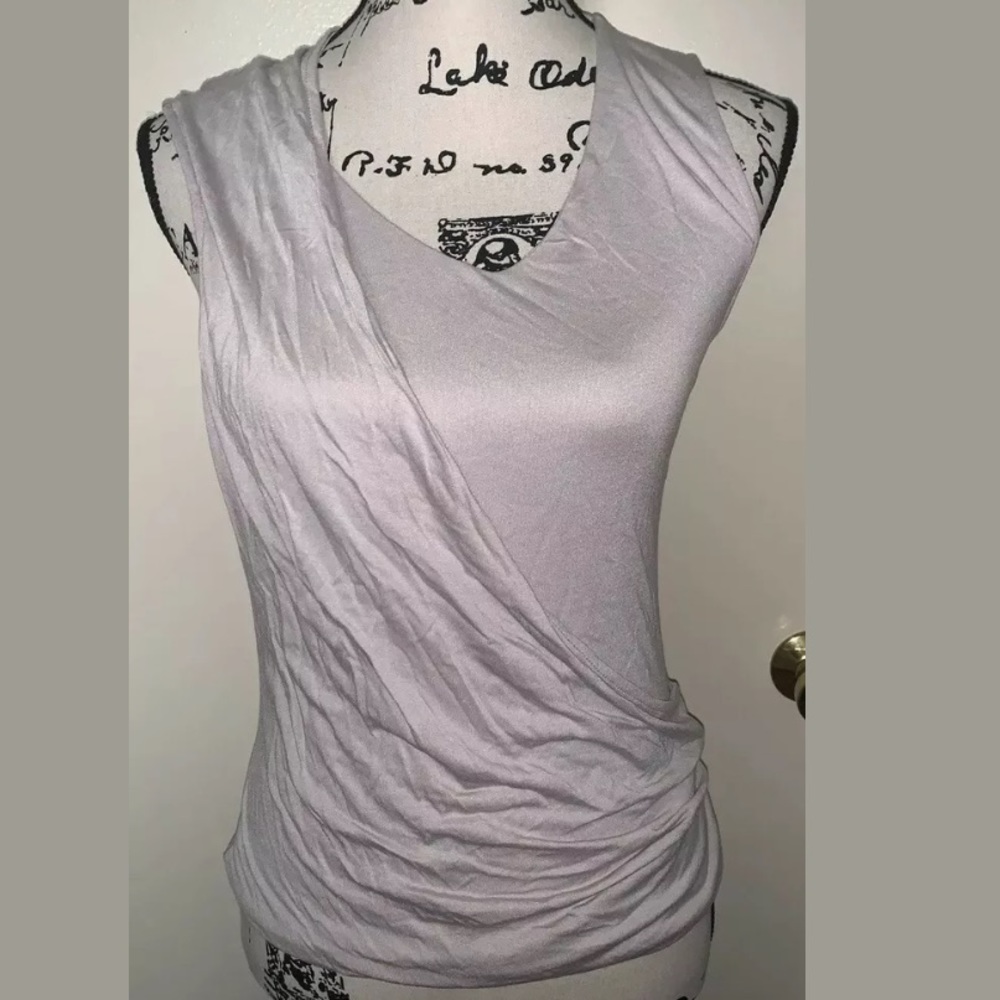 AllSaints Dayne Top Grey 4 Faux Wrap Sleeveless